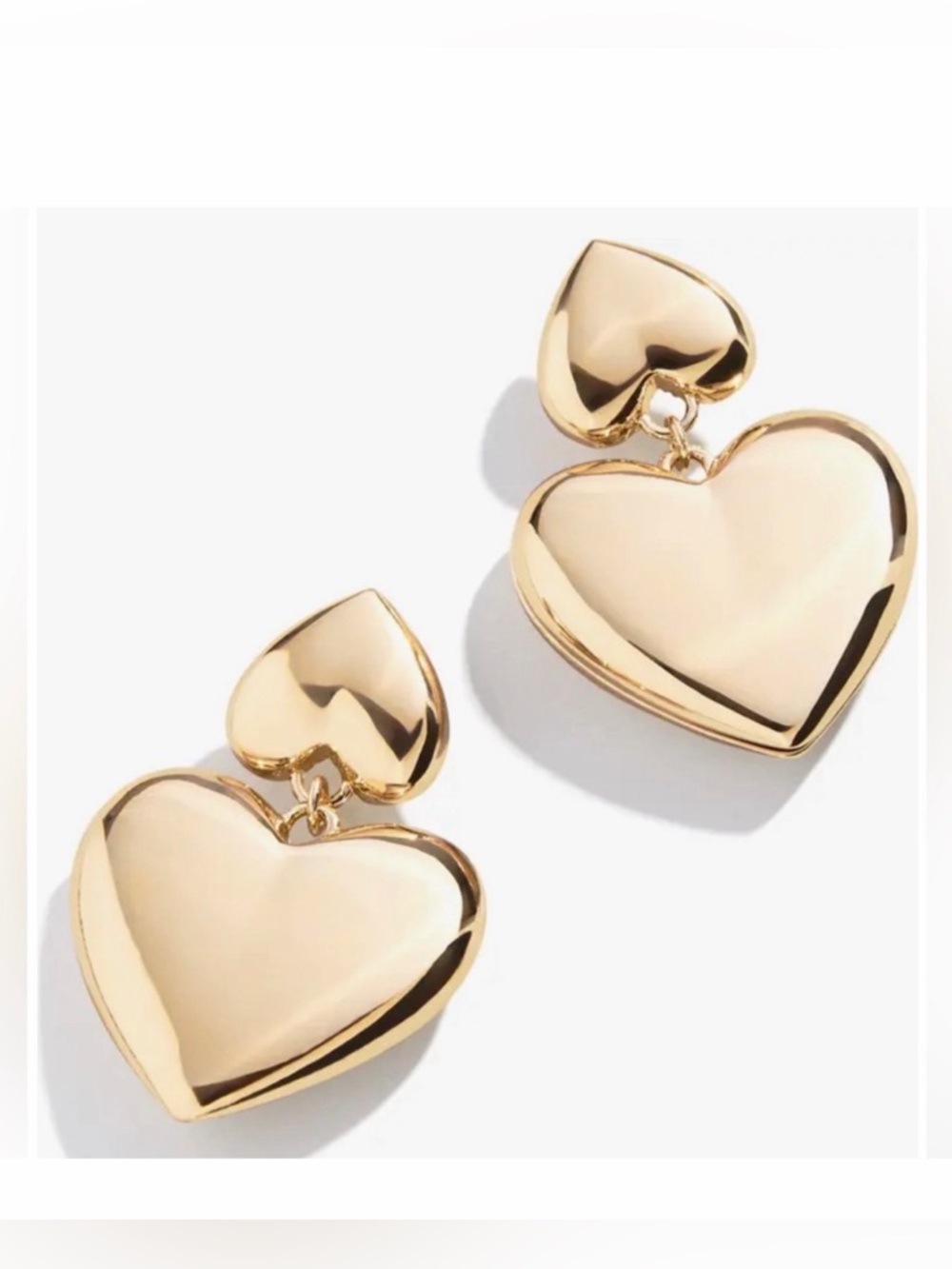 Baublebar Gold Cora Double Heart Drop Earrings